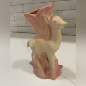 Rosemeade Cream and Pink Fawn Deer Vase